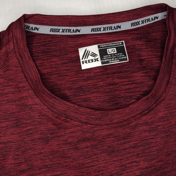 NWT RBX Red Short Sleeve Crew Neck Design Jersey Fabric T Shirt Size Large - Picture 1 of 4